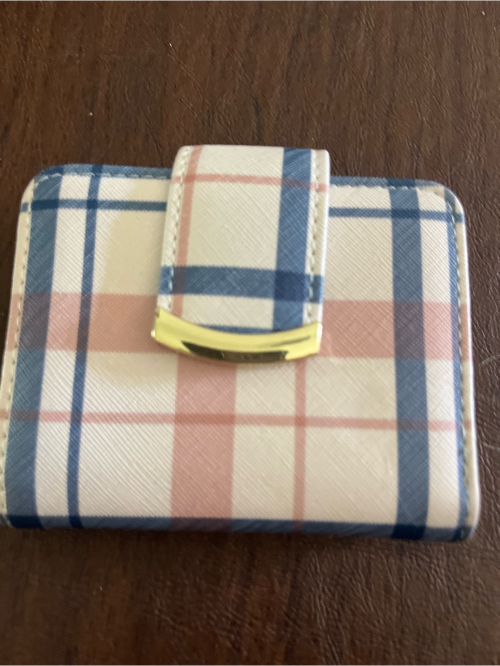 Classic Plaid Compact Wallet - Blue & Pink